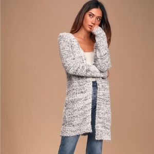 Lulus Snow day Grey Multi Eyelash Knit Cardigan Sweater